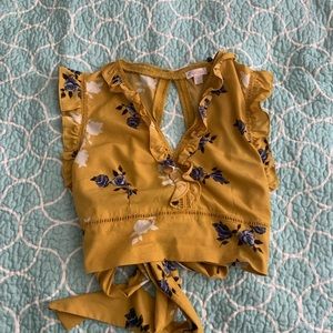 Yellow Floral Open Back Crop Top